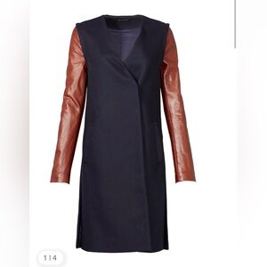 Theory Quennel Leather and Wool Coat - size Small